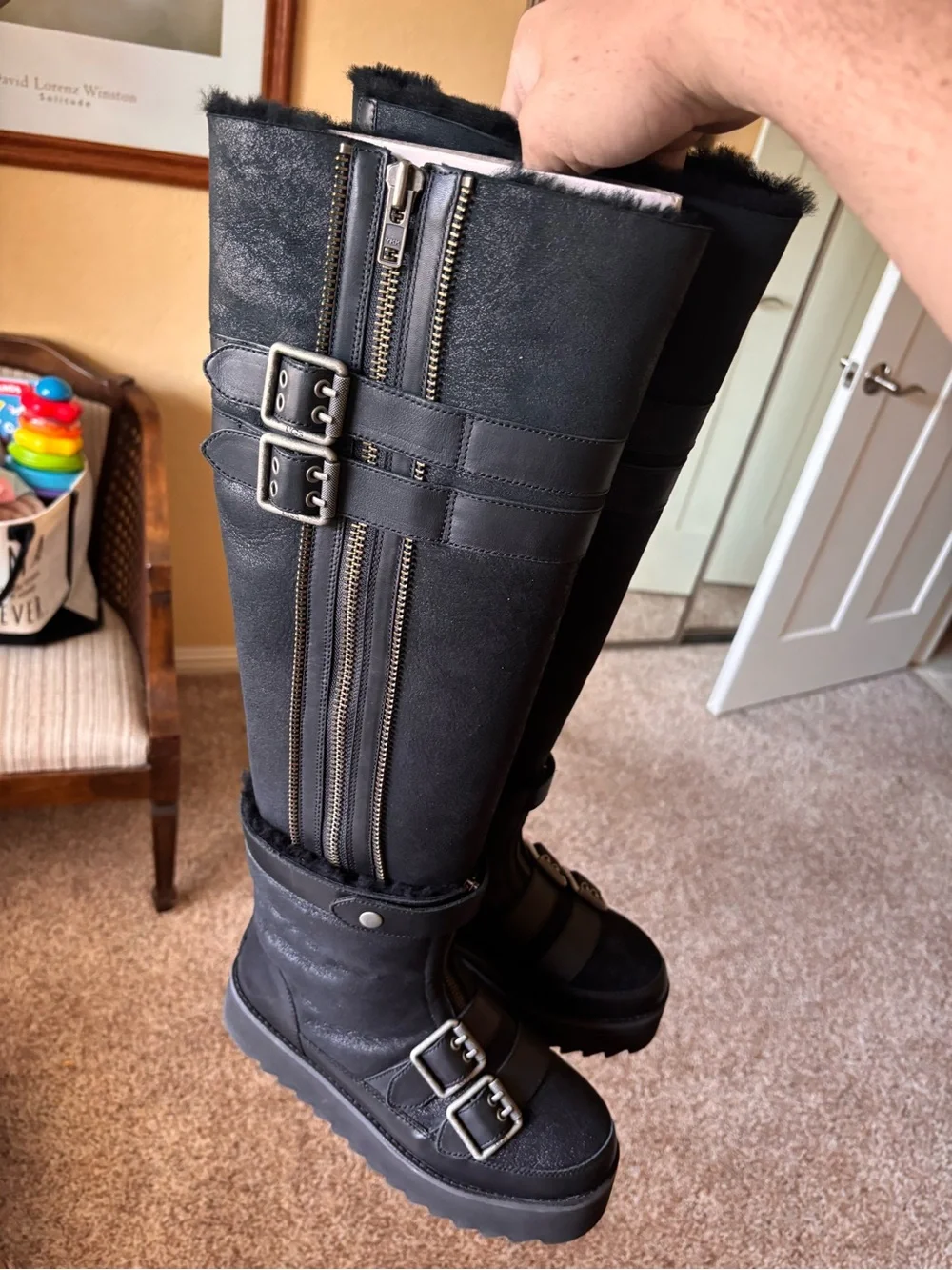 UGG Black Moto Punk Over-the-Knee Boots